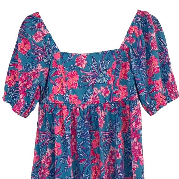 Lilly Pulitzer Orchid Oasis Delaney Dress Pleated Puff Sleeve Sundress - Picture 5 of 16